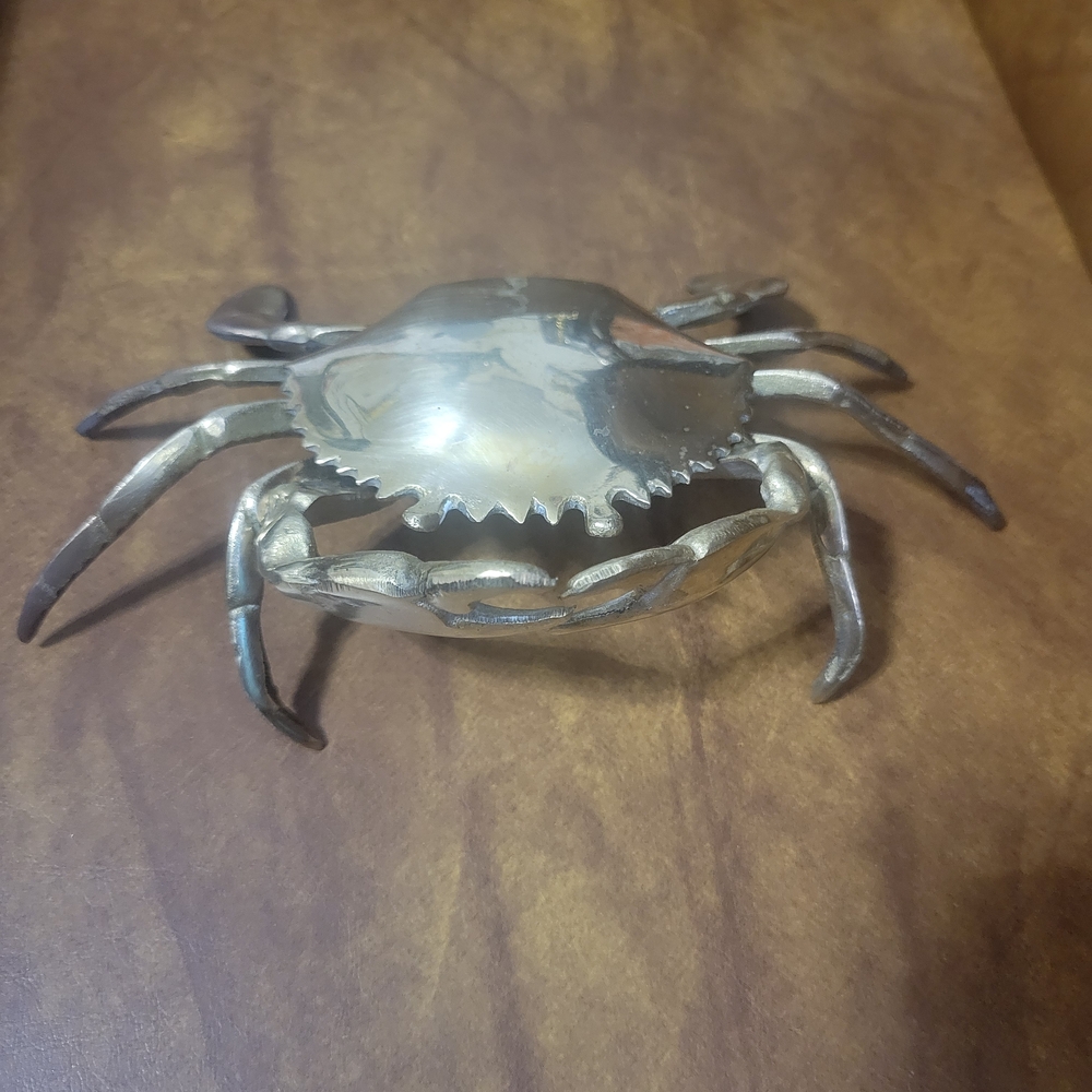 VTG Brass Crab Trinket Box